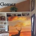 Angela Gomez - Deer at sunset - Oil Painting