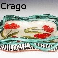 Peggy Crago - Poppies Square Tray w/ Vines - Ceramics
