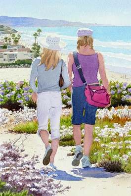 Two Girls at Dog Beach Del Mar