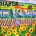 RONALD HABER - SUSAN IN THE SUNFLOWERS - Water Color