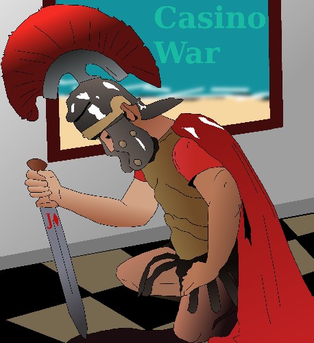 Knight in shining armor for casino war by casino artist