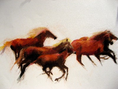 Horses running right