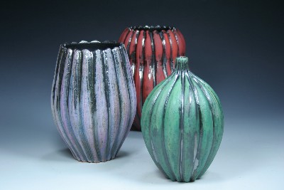 Trio of Carved Pots