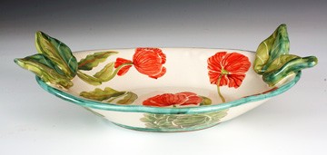 Lettuce & Poppies oval serving bowl