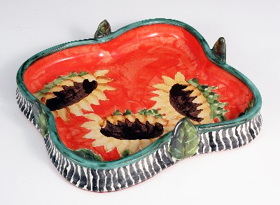 Sunflower Square Tray w/ Leaves