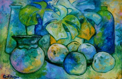 GREEN APPLES AND LEAVES